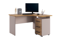 Стол Лайт 2  угловой правый Кашемир , дуб крафт золотой с наполнением