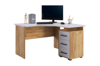 Стол Лайт 2 угловой правый Дуб крафт золотой , белый с наполнением